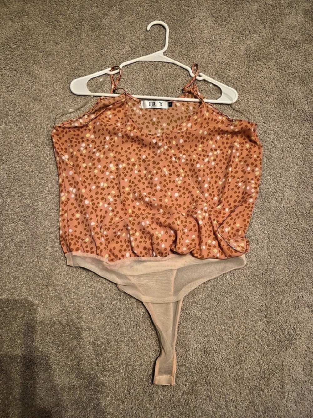 FRAY Print Bodysuit in Orange/Pink